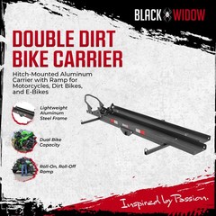 Black Widow Motorcycle Bike Carrier with Ramp for 2″ Hitch, 600 Pound Capacity