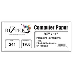 Continuous Carbonless Computer Paper 9.5 x 11 2-Part White/Canary 1700 Sheets
