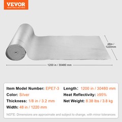 VEVOR Double Reflective Insulation Roll Foam Core Radiant Barrier 48in x 100 ft