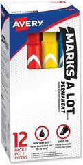 Marks A Lot(R) Large Desk Style Permanent Markers Assorted Chisel Tip 12/BX