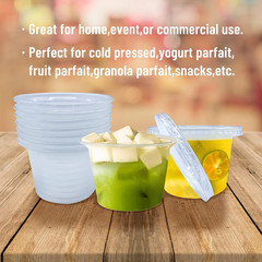50 Pack 8 OZ Disposable Plastic Cups with Lids,Clear Portion Cups with Flat Lids
