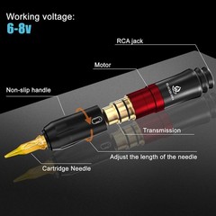 Tattoo Gun Kit for Beginners, Rotary Pen with Power Supply, Black