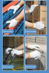White Cotton Polyester Knit Safety Gloves – Large, Reusable, Abrasion Resista…