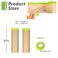 Masking Paper, paint masking, 2 Pack Automotive Paint Paper Roll with Tape, T…