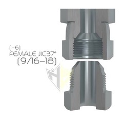 1/4” Hydraulic Hose Assembly with 3/8 FEMALE JIC 37° Ends, #6 JIC (90°/Straight)