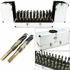 33 PC LARGE SIZE SIZED STEEL METAL SILVER AND DEMING TOOL DRILL BIT SET DEMMING