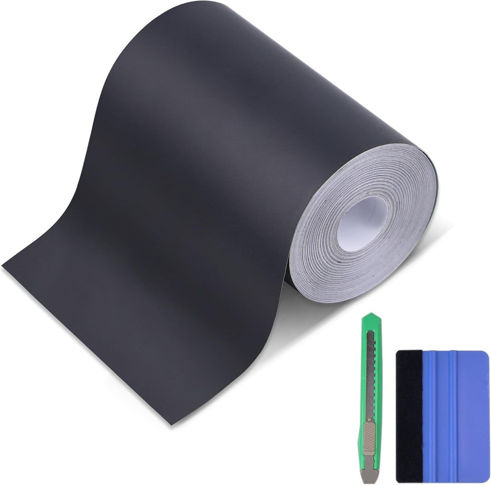 Matte Black Vinyl Wrap Tape Roll, 4 Inch x 30ft Self-Adhesive Black Out Chrome D