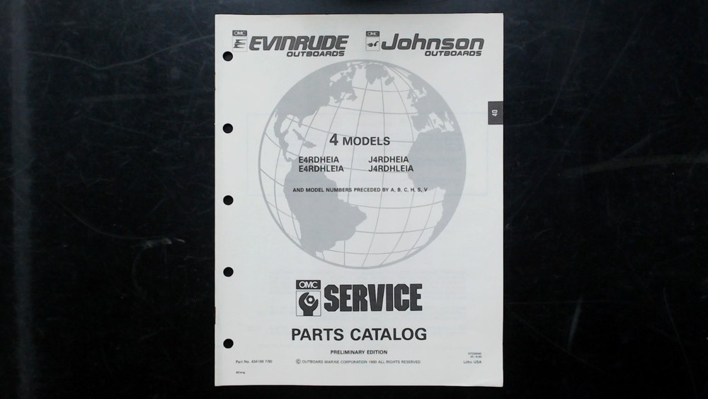 OMC Evinrude Johnson Outboards Service Parts Catalog 434190 1990 Models