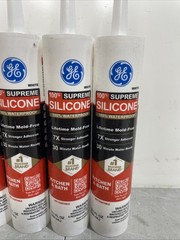 GE Supreme Silicone Caulk for Kitchen Bathroom, White, 10 fl oz Cartridge, 8PK