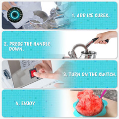 Commercial 48L Snow Cone Machine – 500LB/H Electric Shaved Ice Maker FREE SHIP