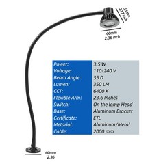 Binfu Led Work Light For Milling Lathe Work Bench Led Gooseneck Lamp