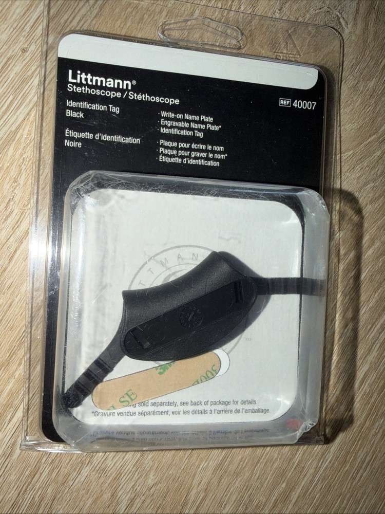 3M Littmann Stethoscope Identification Tag Black Engravable/Write-on Name Plate
