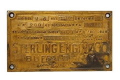 VTG Sterling Engine Co Buffalo New York Brass Tag Engine ID Name Plate Plaque