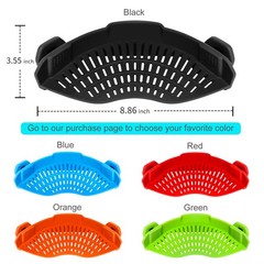 AUOON Clip On Strainer Silicone for All Pots, Standard 8.86 x 3.55 in, Black
