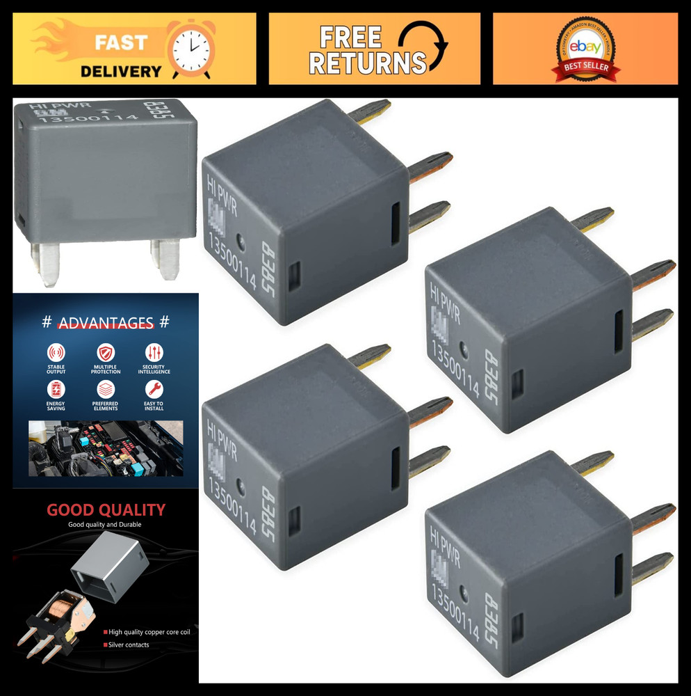 4 Pack High Power 4 Pin Relay Fuse Box Compatible with GM Vehicles – Gray