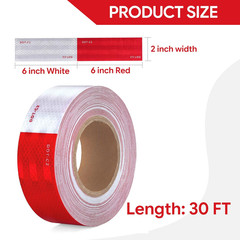 DOT-C2 Reflective Tape 2 Inch X 30 Feet Red White Conspicuity Safety