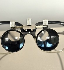 Vintage Binocular Loupe Glasses Clip-On Dental Optician Jeweler Germany W/ Case