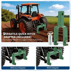 3 Point Quick Hitch Attachment & 2″ Receiver for Category 1 Tractors, 3000 lbs