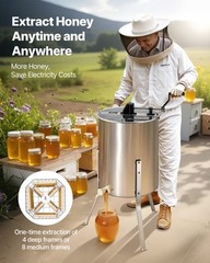 VEVOR Manual Honey Extractor 4/8 Frame Beekeeping Honeycomb Stainless Steel