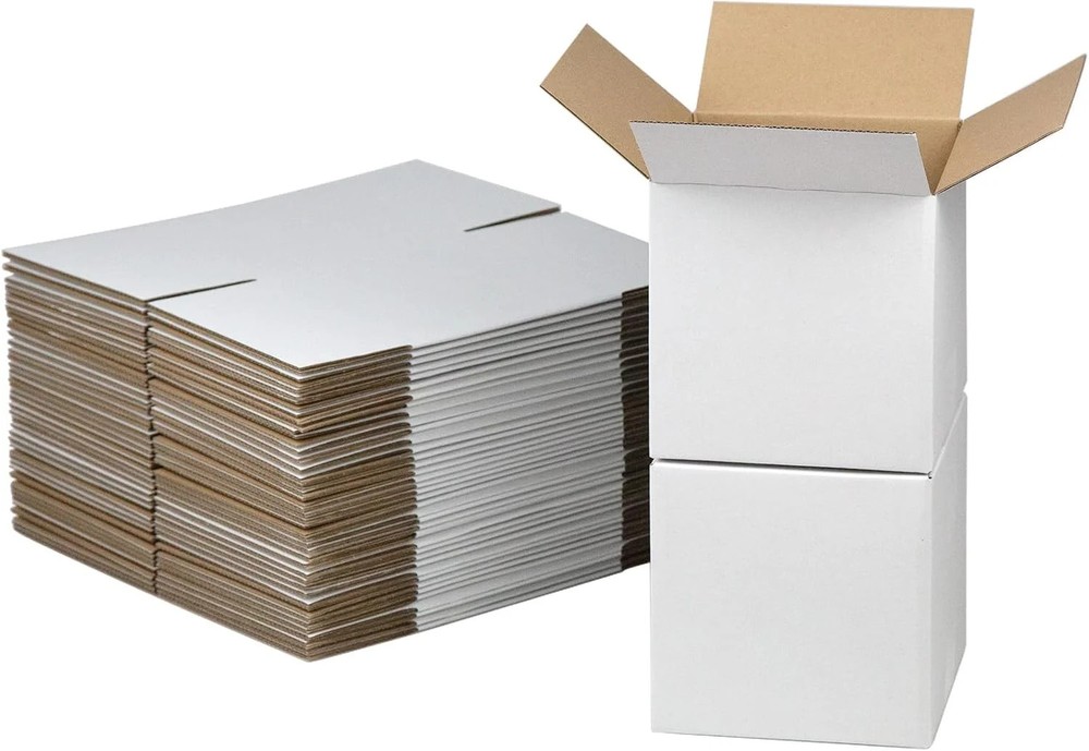 6x6x6 Inches Shipping Boxes Set of 40, White Corrugated Cardboard Box Literature