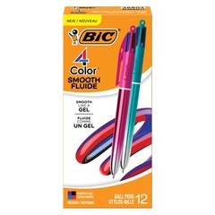 BIC 4 Color Smooth Gradient Ballpoint Pen, 12-Count in Assorted Ink Colors