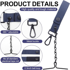 2-Pack Electrical Tape Holder with Keyring and Snap Loop, Blue