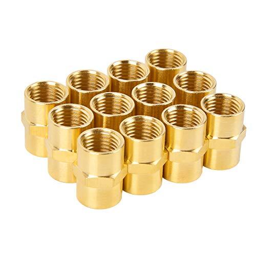 12 Pack Air Hose Fittings, Brass Pipe Fitting, Coupling 1/4″ x 1/4″ NPT Female