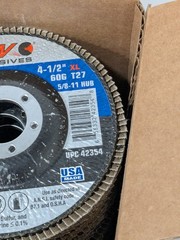 CGW Flap Disc: 4-1/2″ Dia, 7/8″ Hole, 60 Grit, ZA, Type 27 Box of 10 42344