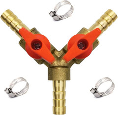 Hooshing 3 Way Shut off Ball Valve 5/16″ ID Hose Barb Brass Y Shaped Ball Valve
