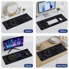 Cptoion Black Topographic Mouse Pad, Extended 31.5L x 11.8W inches,