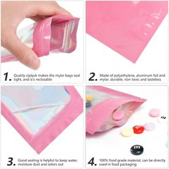100-400 Pcs Smell Proof Mylar Holographic Bags Packaging Bags, Clear Resealable