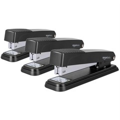 Amazon Basics Full-Strip Metal Office Desktop 3 Count (1 Pack), Black