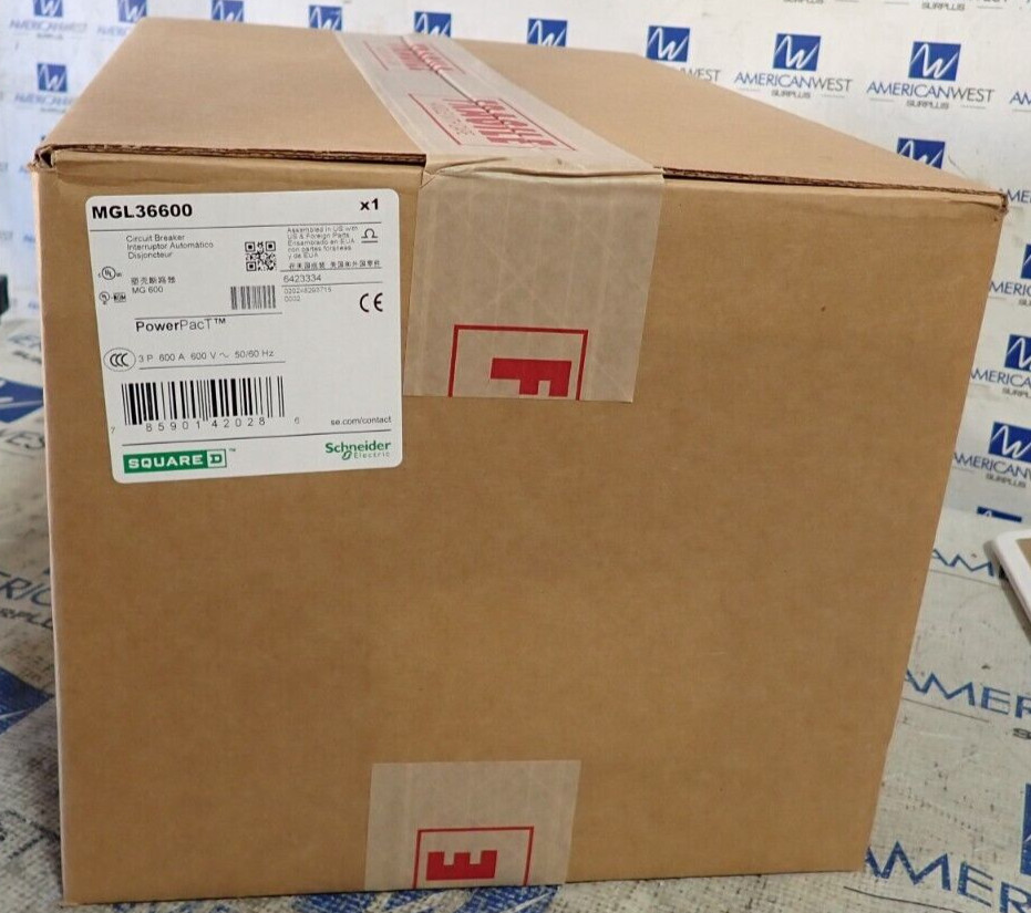 NEW – Square D MGL36600 600 Amp 600 VAC 3 Pole PowerPact M Circuit Breaker