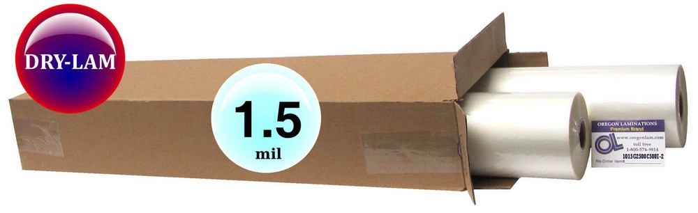 Dry-Lam Standard Hot Laminating Film 25″ x 500′ on 1″ core 1.5 Mil ( 2 Rolls )