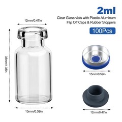 100PCS 2/3/5/10/20ml Glass Vials Headspace Vials Lab Vials w/ Caps Sample vials