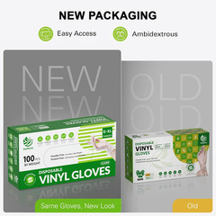 SWIFTLITE Disposable Vinyl Gloves, Food Safe, Latex-Free Powder-Free Clear Plast