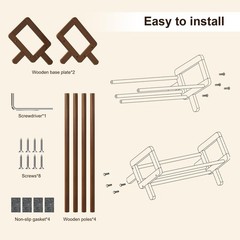 Aofure Premium Desktop Bookshelf, Bamboo Desk 16.5 x 9.3 x 9.8 inches, Brown