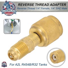 HVAC R32 Reverse Thread 1/4” Female – 1/4” Male Adapter For A2L R454B/R32 Tanks