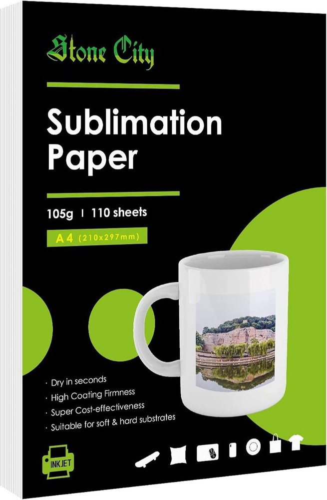 Stone City Sublimation Paper 8.3X11.7 Inch 110 Sheets 105G for Heat Transfer Lig