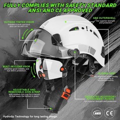 Green Devil Safety Hard Hat Vented Visure Clear Tinted Construction Helmet