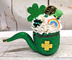 Cute St Patrick’s Day SHAMROCK Irish PIPE Fake Whipped Cream Tier Tray Decor