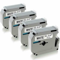 4PK Label Tape M-K231 MK231 M231 Black on White 12MM 1/2″ for Brother PT-65