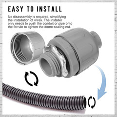 1/2 Inch Liquid Tight Connector PVC Electrical Conduit Fittings Straight 180 Deg