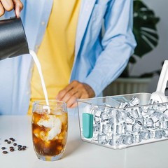 Clear Plastic Freezer Ice Bin with Scoop Set 4 Pieces Blue