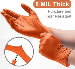 First Glove Grip 8 Mil Orange Nitrile Diamond textured Gloves