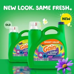 Gain + Odor Defense Liquid Laundry Detergent, Super Fresh Blast Scent, 107 Loads