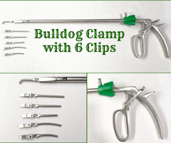 1Pcs Laparoscopic Bulldog Clamp With 6 Clips For Surgical Instrument CE Approved