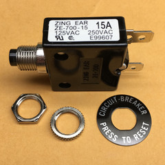 NEW Zing Ear 15 Amp Push Button Thermal Circuit Breaker 12-50VDC 125-250VAC 15A