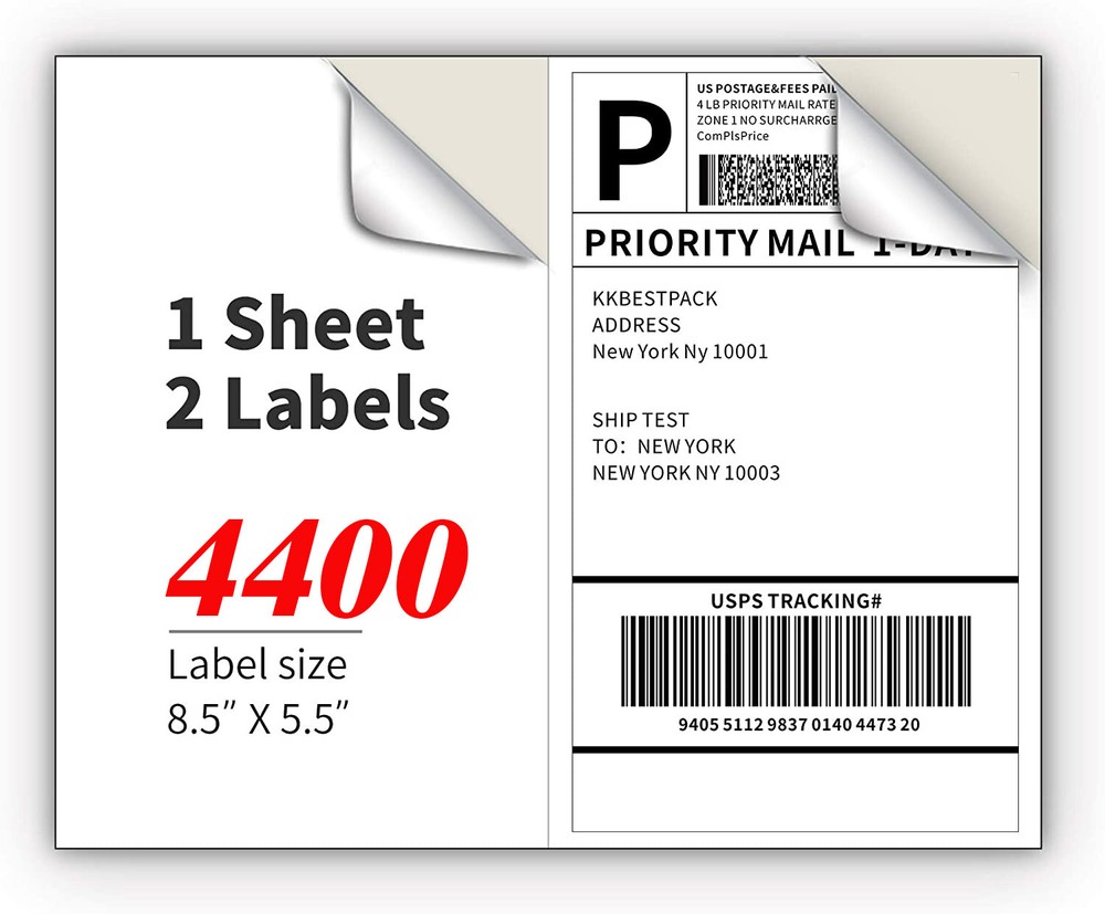 220-11000 Shipping Labels 8.5 x 5.5″ Half Sheets Blank Self Adhesive 2 Per Sheet