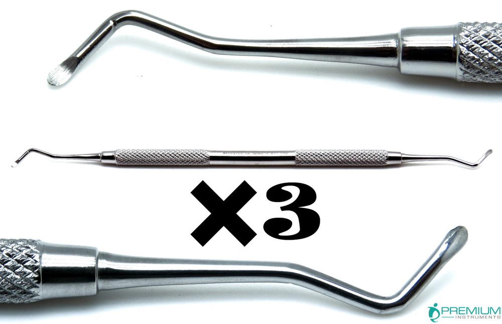 3 Pcs Dental Excavator 18W, Restorative Double Ended Spoon 1.5mm Instruments